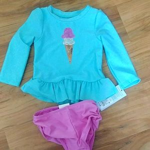 Toodler long sleeve ice cream ruffle swimsuit